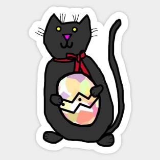 Cat Holding Easter Egg Sticker